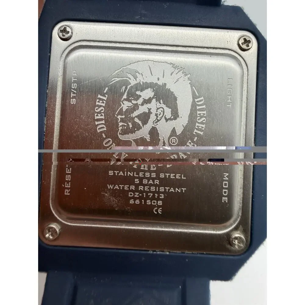 DIESEL DZ1713 Watch Denim Color Silicone Strap Good Condition New Battery